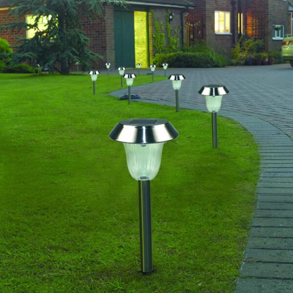 2 Pack Solar Garden Lights Outdoor Stainless Steel Warm White L-ED Pathway Lamp Garden Decoration Landscape Lighting for Patio, Lawn, Yard Walkway