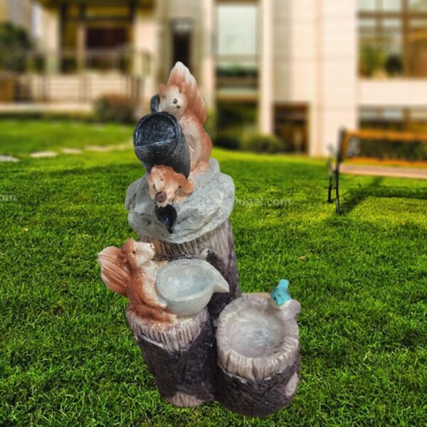 2 Pieces Patio Animal Fountain Statue Garden Landscape Decor Yard Patio