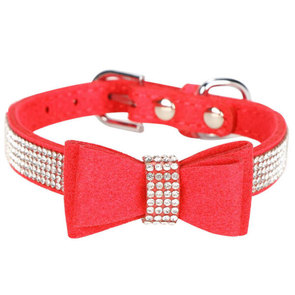 Cute Double Bowknot Rhinestones Dog Cat Puppy Collar Neck Ring