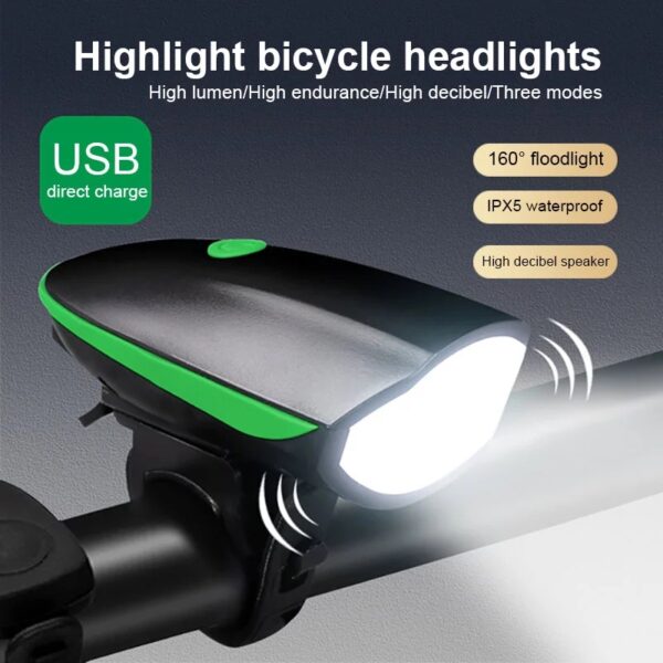 USB Rechargeable Bicycle front light LED Bright Light