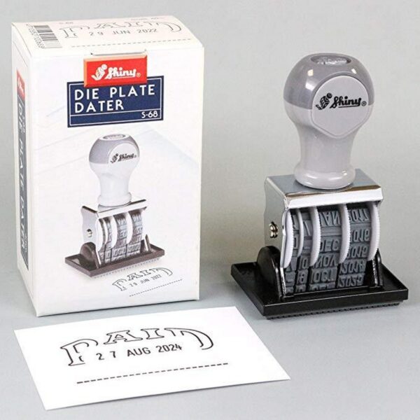 SHINY S-68 Dater Rubber Stamp With “Paid” Message And Signature Place